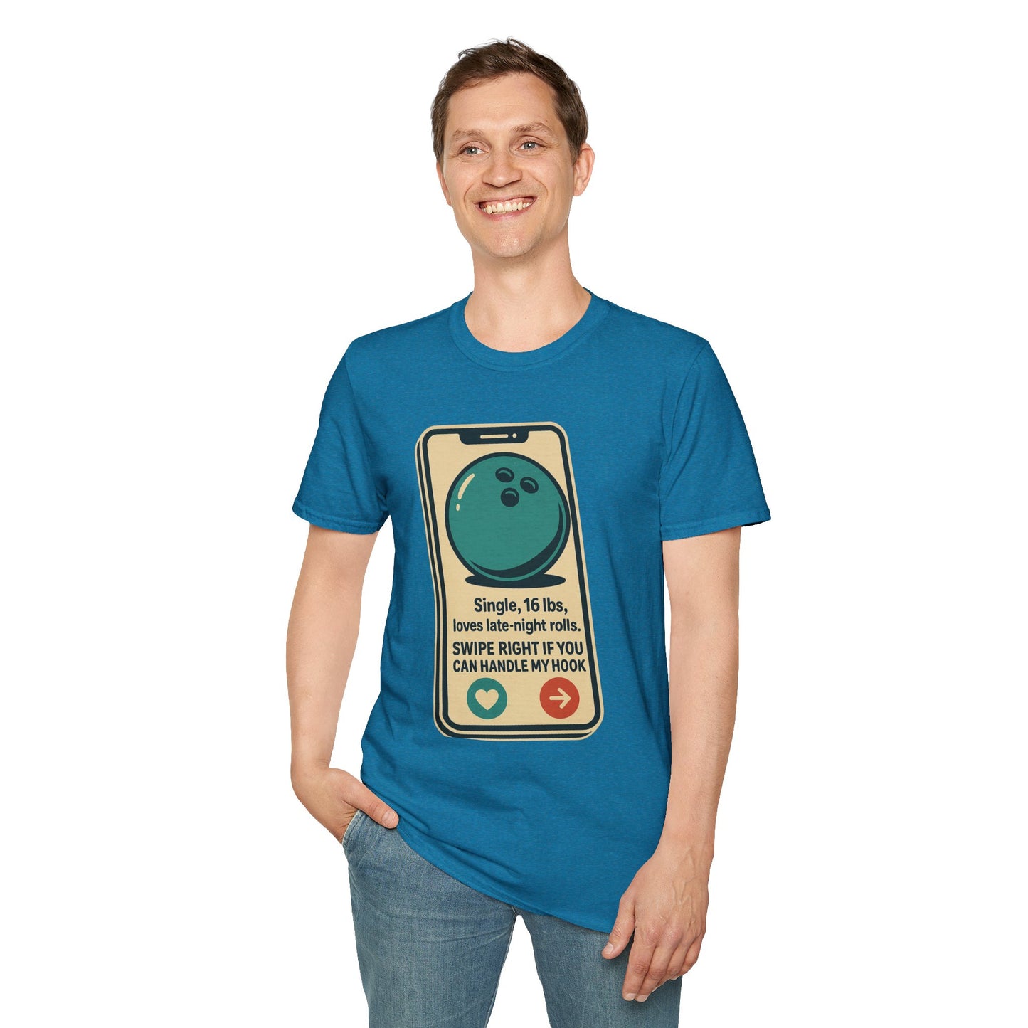 Bowling Ball Dating Profile Funny T-Shirt | Swipe Right If You Can Handle My Hook