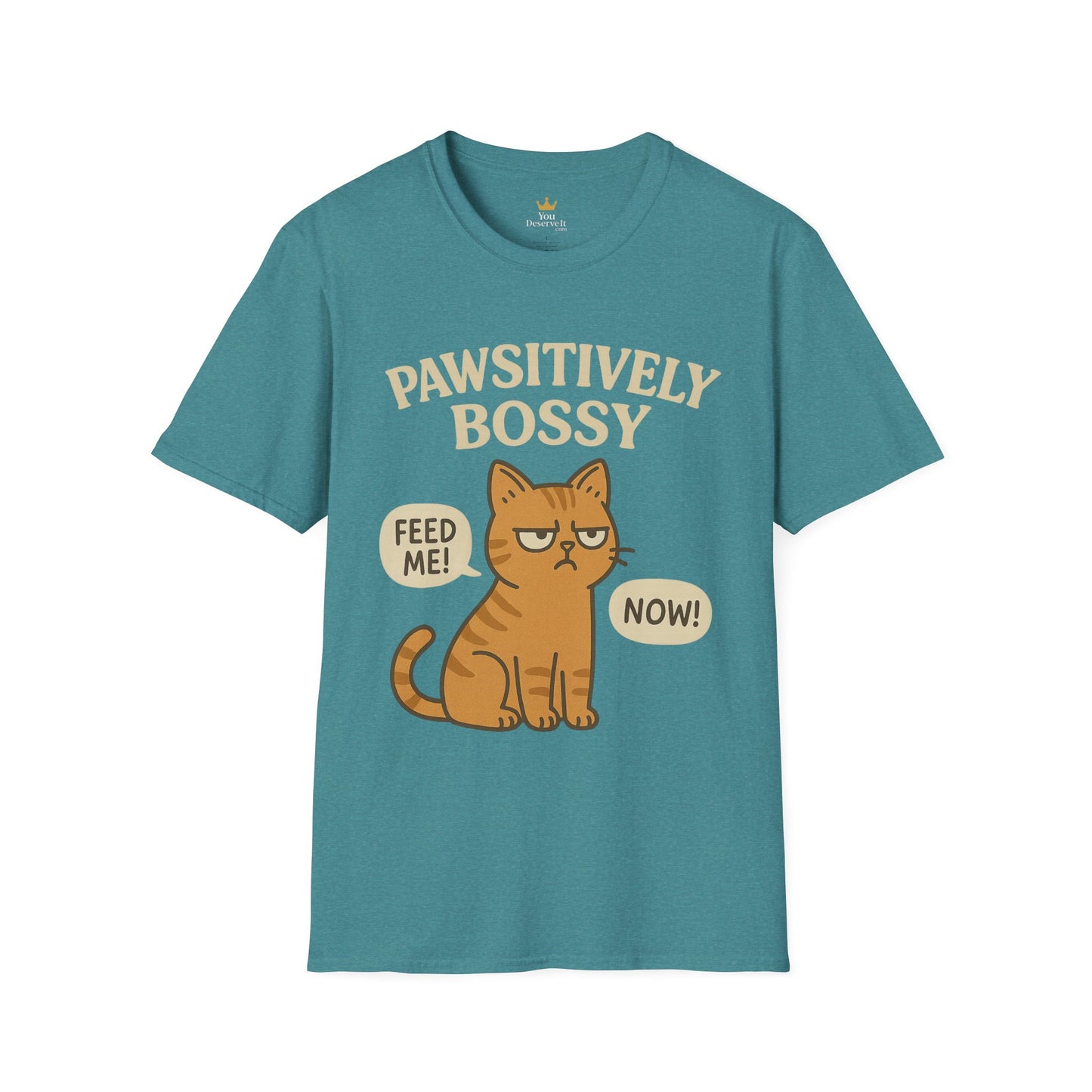 Pawsitively Bossy – Funny Cat Command T-Shirt