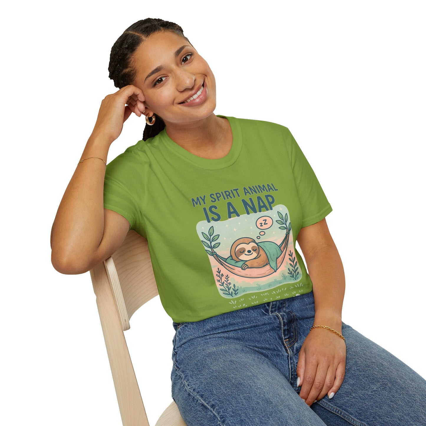 My Spirit Animal Is a Nap T-Shirt | Cute Sleepy Sloth in Hammock Design