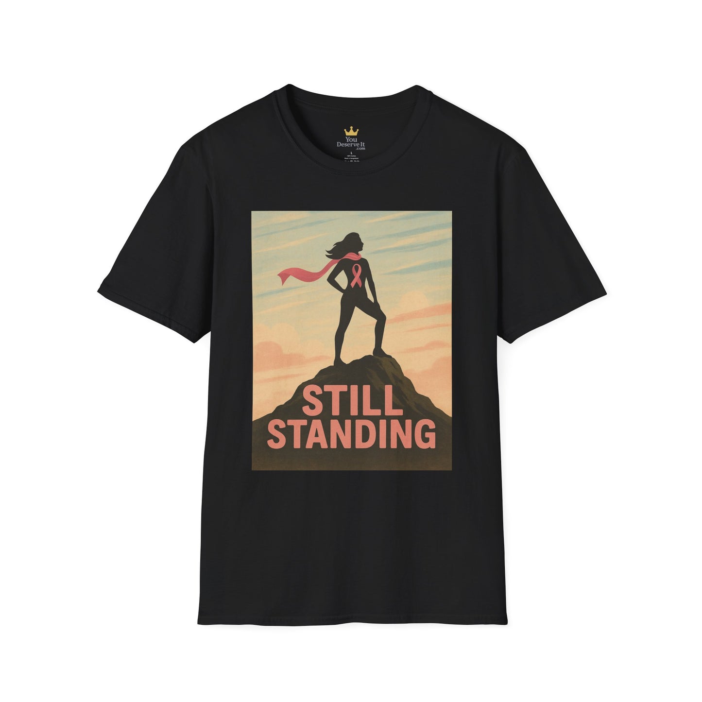 Still Standing Shirt | Breast Cancer Survivor Graphic Tee | Warrior Woman Ribbon Shirt