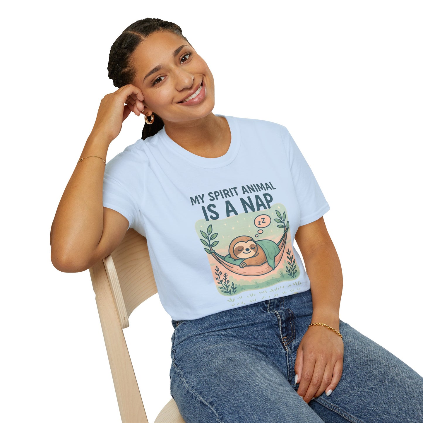 My Spirit Animal Is a Nap T-Shirt | Cute Sleepy Sloth in Hammock Design