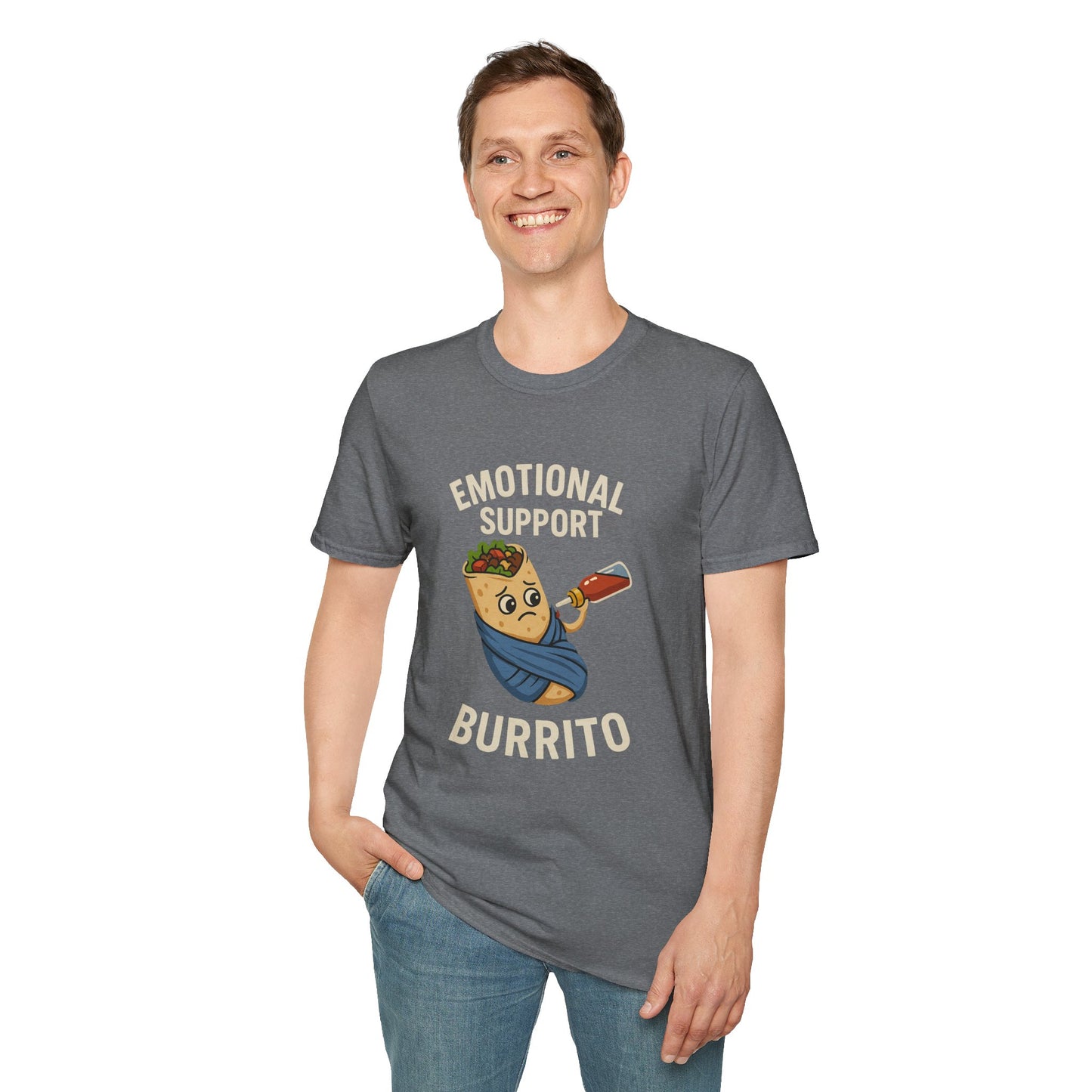 Emotional Support Burrito Shirt | Funny Food Humor Tee with Hot Sauce