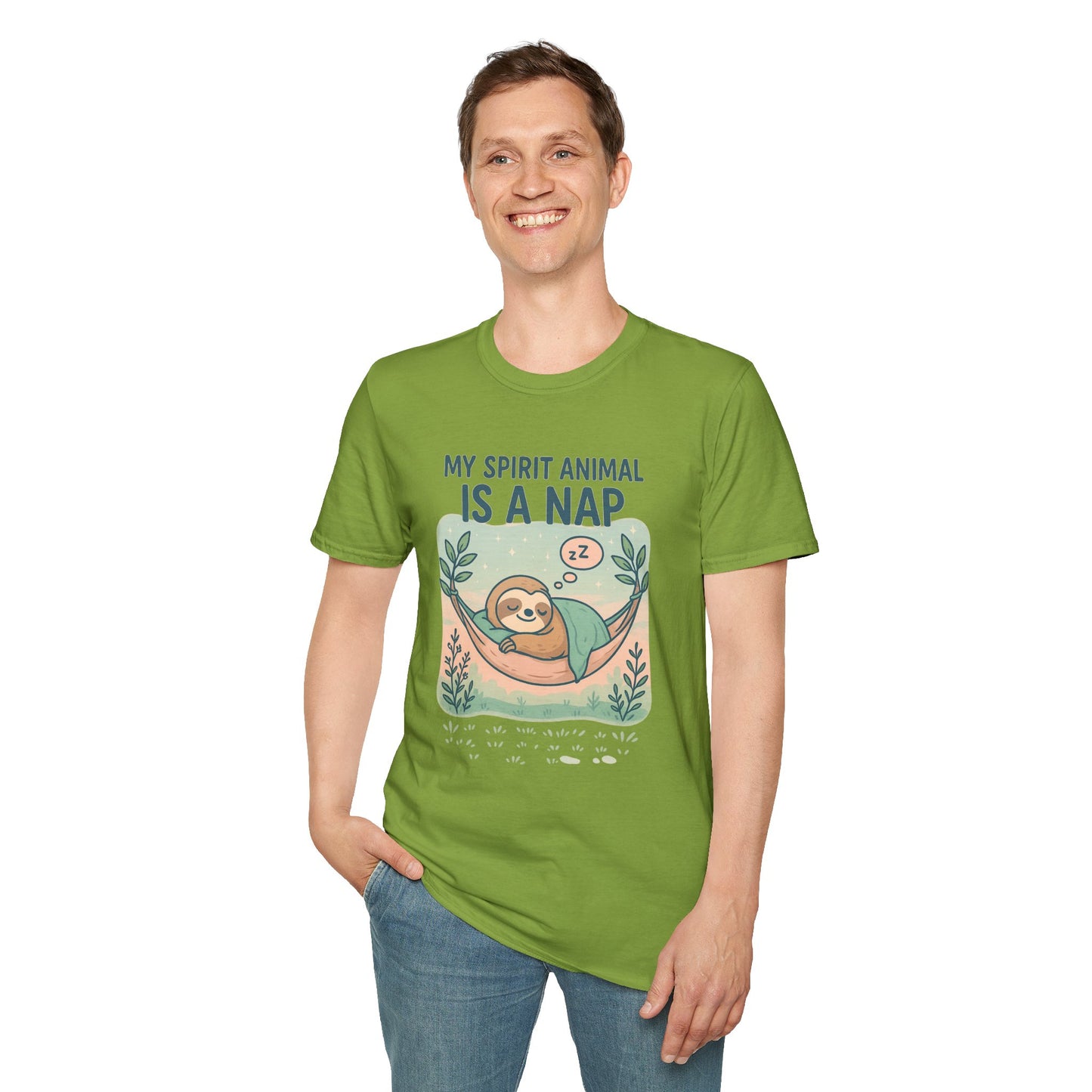 My Spirit Animal Is a Nap T-Shirt | Cute Sleepy Sloth in Hammock Design