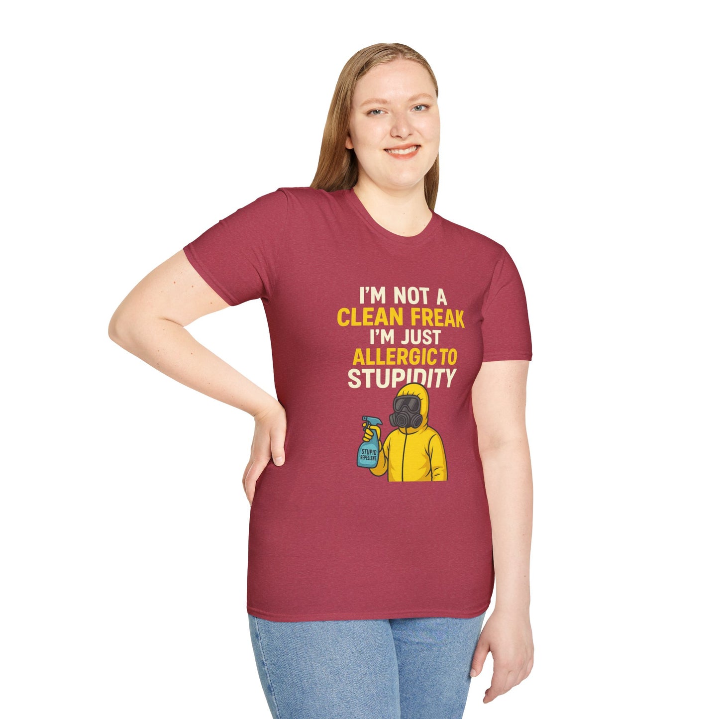 Funny Allergic to Stupidity T-Shirt, Gift for Clean Freaks, Quirky Statement Tee, Unisex Humor Shirt, Perfect for Friends & Family