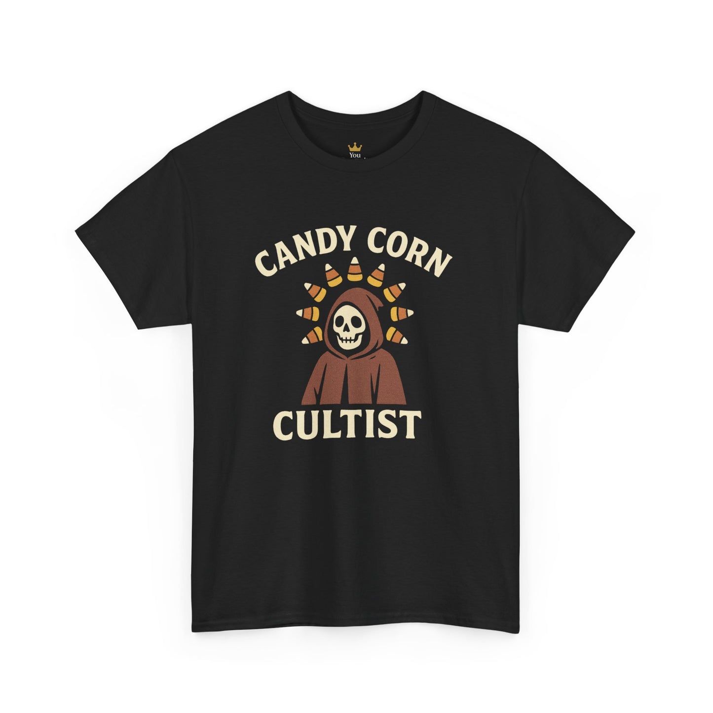 Candy Corn Cultist T-Shirt | Funny Halloween Graphic Tee for Sweet Tooth Fanatics