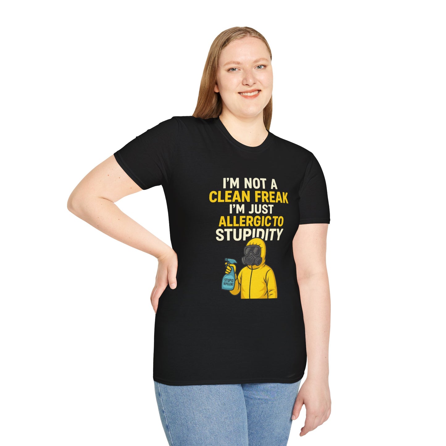 Funny Allergic to Stupidity T-Shirt, Gift for Clean Freaks, Quirky Statement Tee, Unisex Humor Shirt, Perfect for Friends & Family
