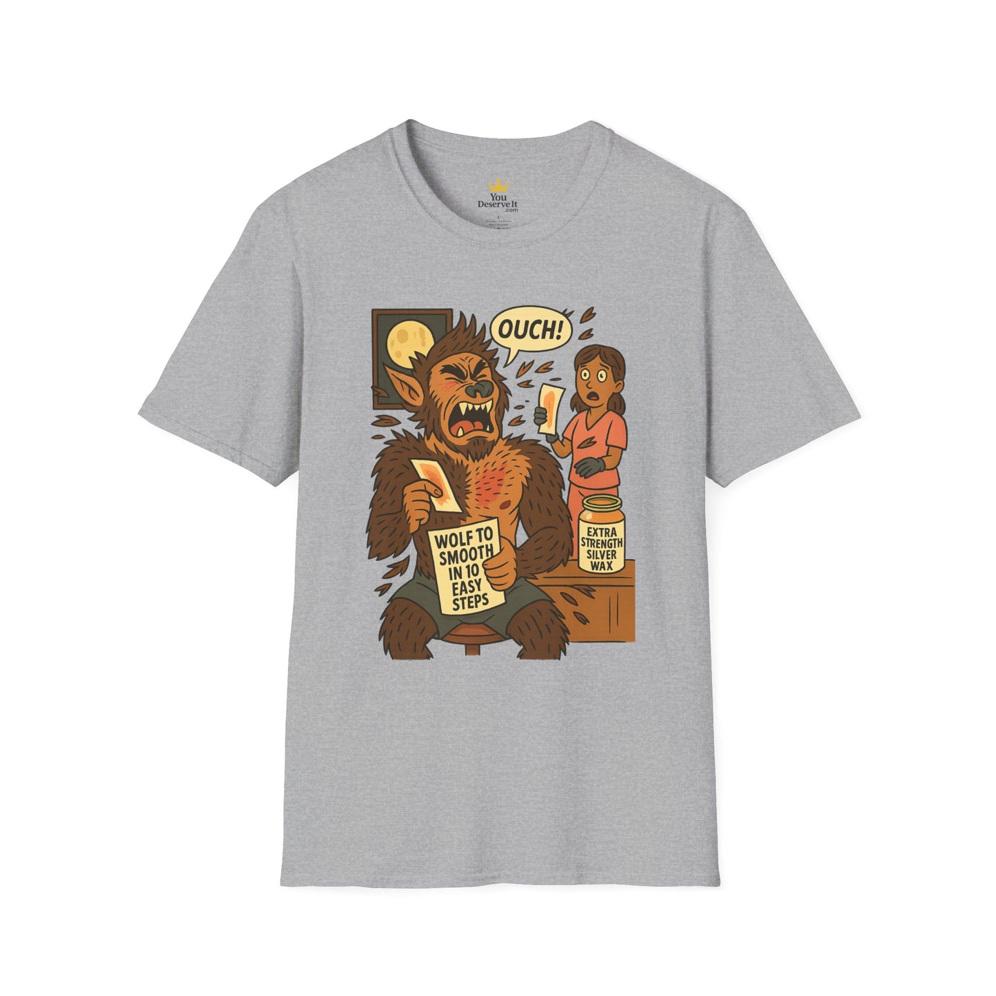 Werewolf Waxing Humor T-Shirt – “Wolf to Smooth” Spa Comedy Design