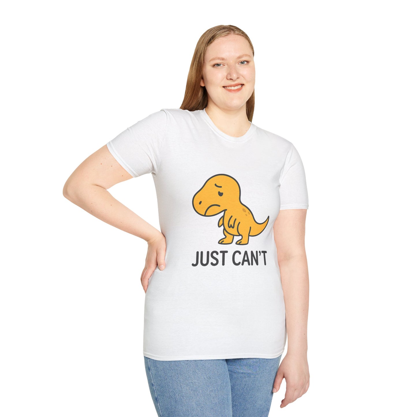 Just Can't Dinosaur T-Shirt | Funny T-Rex Mood Tee for Adults & Teens