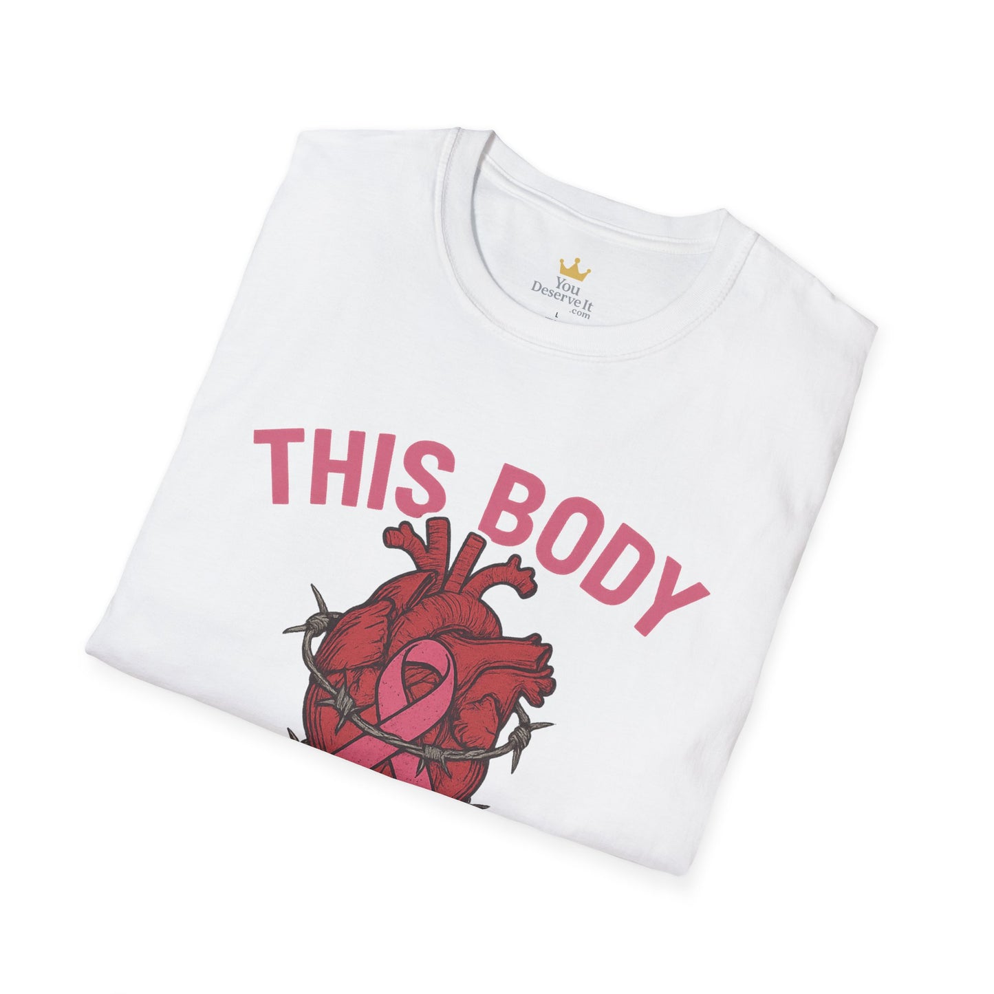 This Body Fights Back Shirt | Bold Breast Cancer Awareness Tee with Heart & Barbed Wire Design