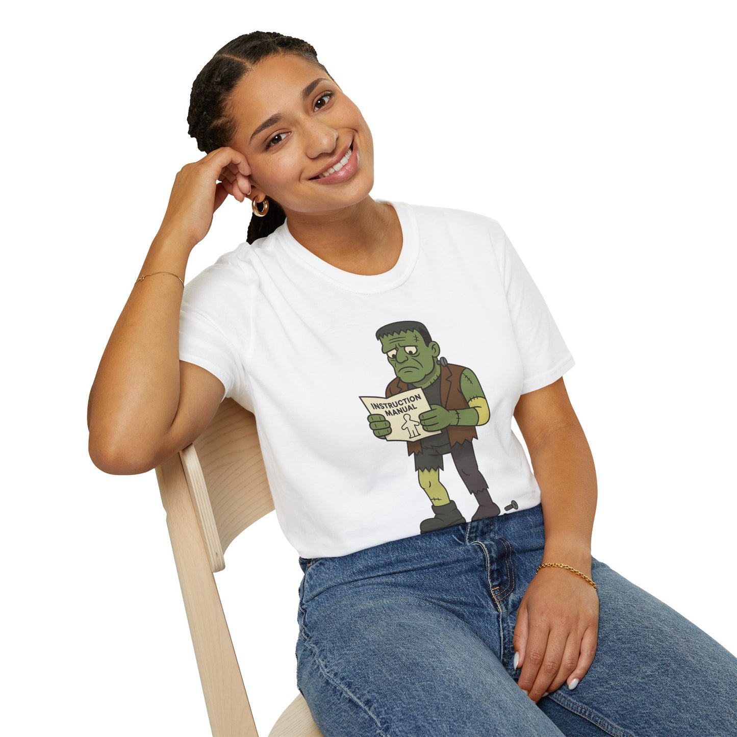 Funny Frankenstein T-Shirt, Unisex Softstyle Tee, Halloween Costume, Horror Movie Lover Gift, Cozy Casual Wear, Graphic Tee