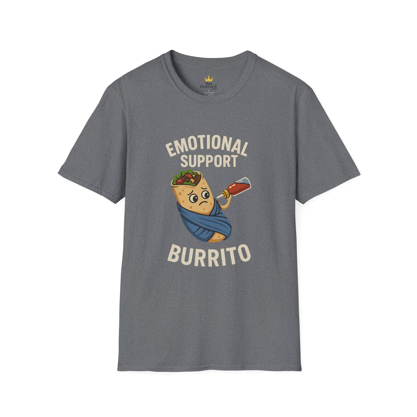Emotional Support Burrito Shirt | Funny Food Humor Tee with Hot Sauce