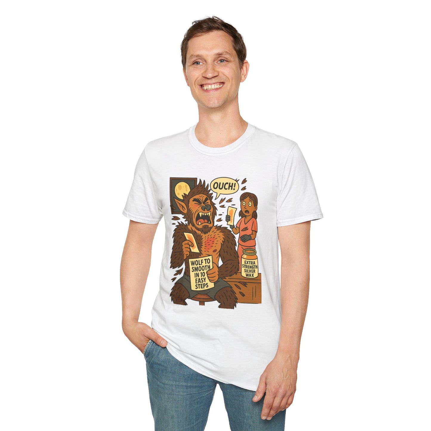 Werewolf Waxing Humor T-Shirt – “Wolf to Smooth” Spa Comedy Design