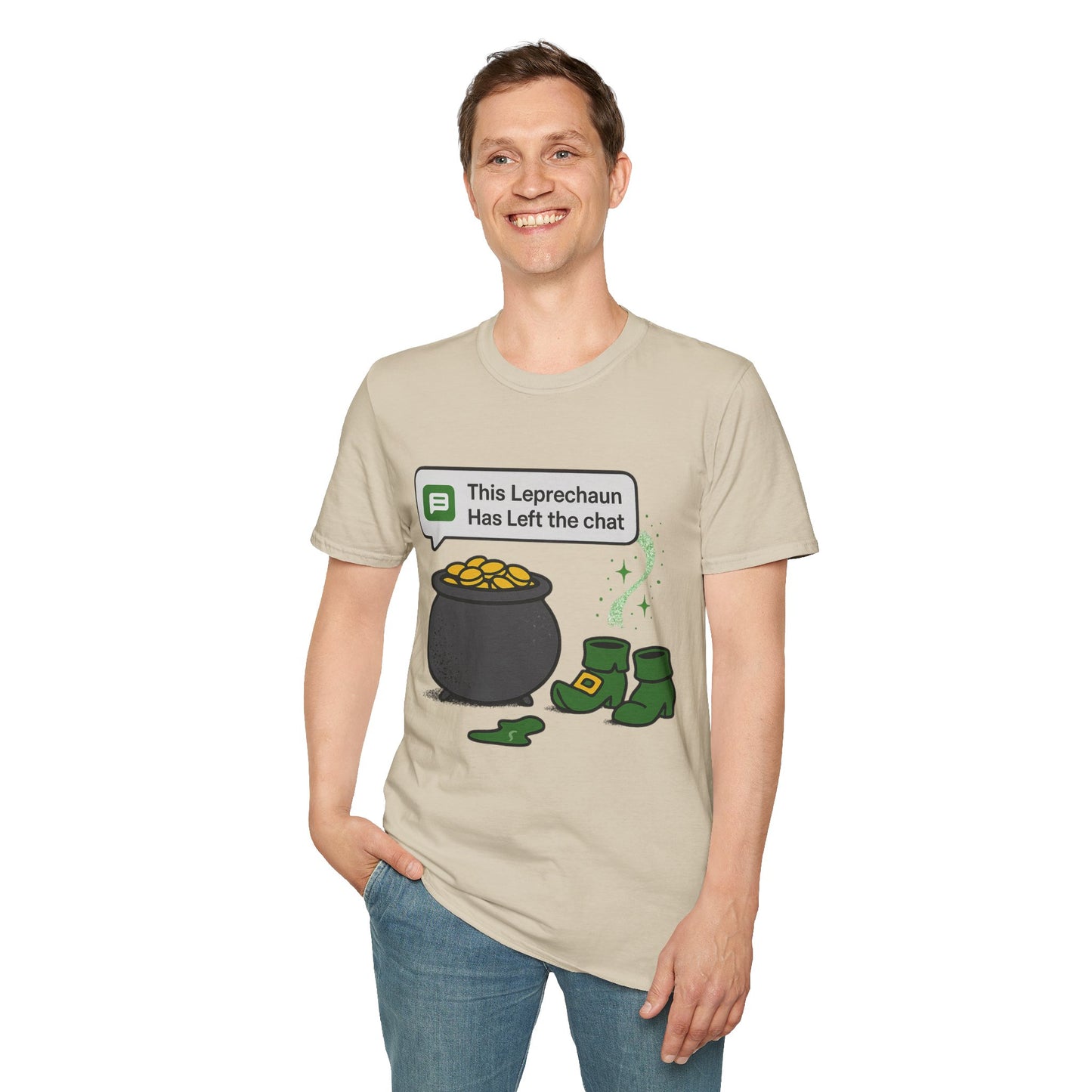 This Leprechaun Has Left the Chat | Funny St. Patrick's Day Tee | Sarcastic Irish Humor T-Shirt, Pot of Gold Joke Shirt