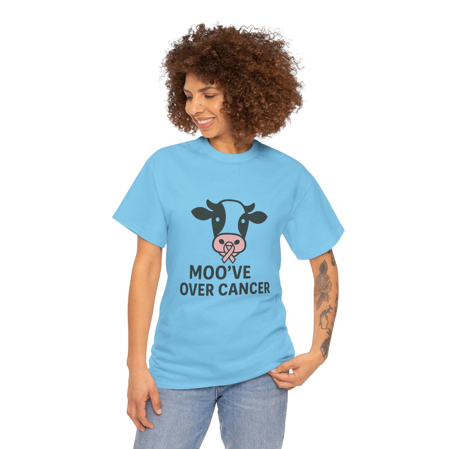 Moo've Over Cancer | Breast Cancer Awareness Cow Tee
