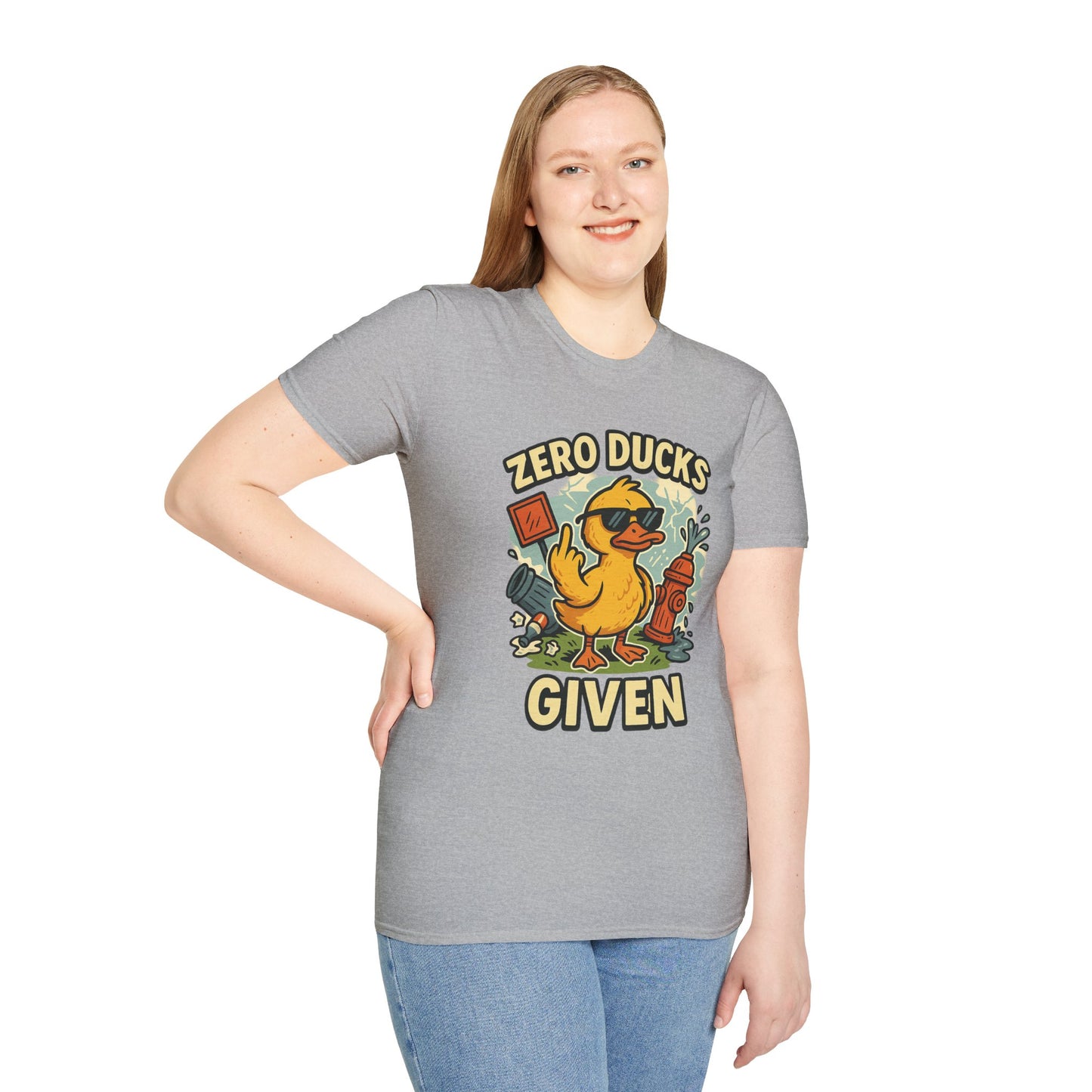Zero Ducks Given T-Shirt | Funny Sarcastic Duck Flipping Off Graphic Tee