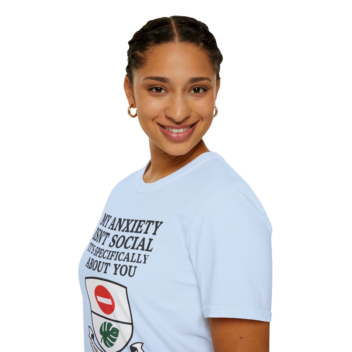 Funny Anxiety T-Shirt – Sarcastic Graphic Tee with Shield Design