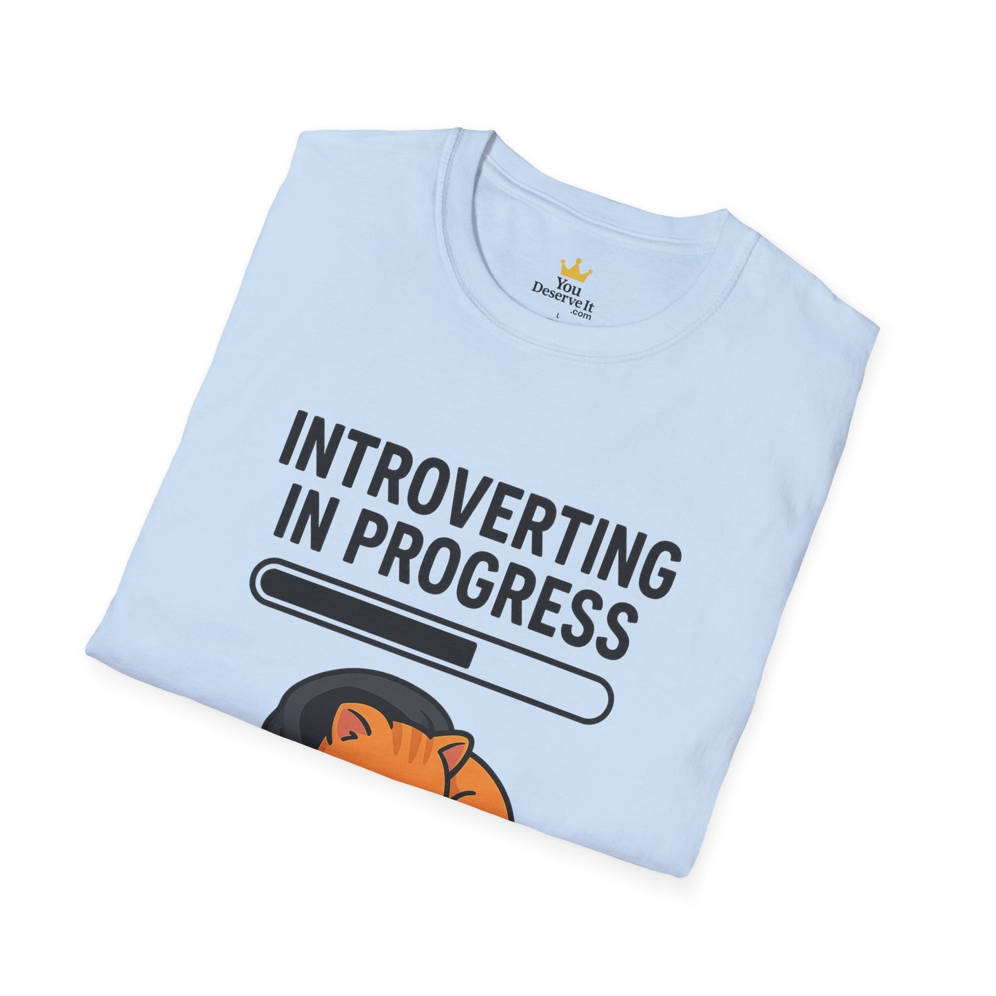 Introverting in Progress T-Shirt | Cute Cat Hoodie Tee for Proud Introverts