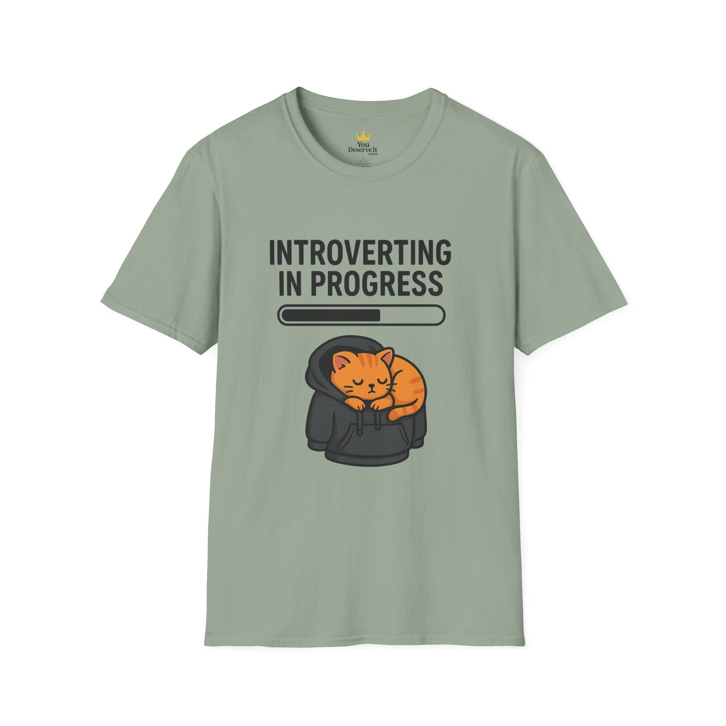 Introverting in Progress T-Shirt | Cute Cat Hoodie Tee for Proud Introverts