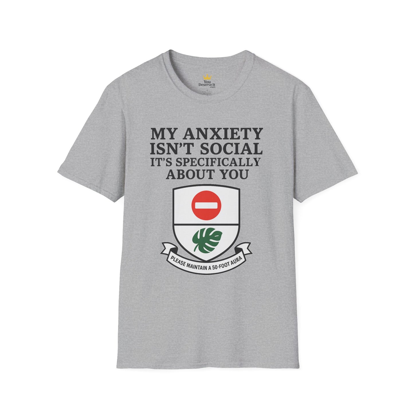Funny Anxiety T-Shirt – Sarcastic Graphic Tee with Shield Design