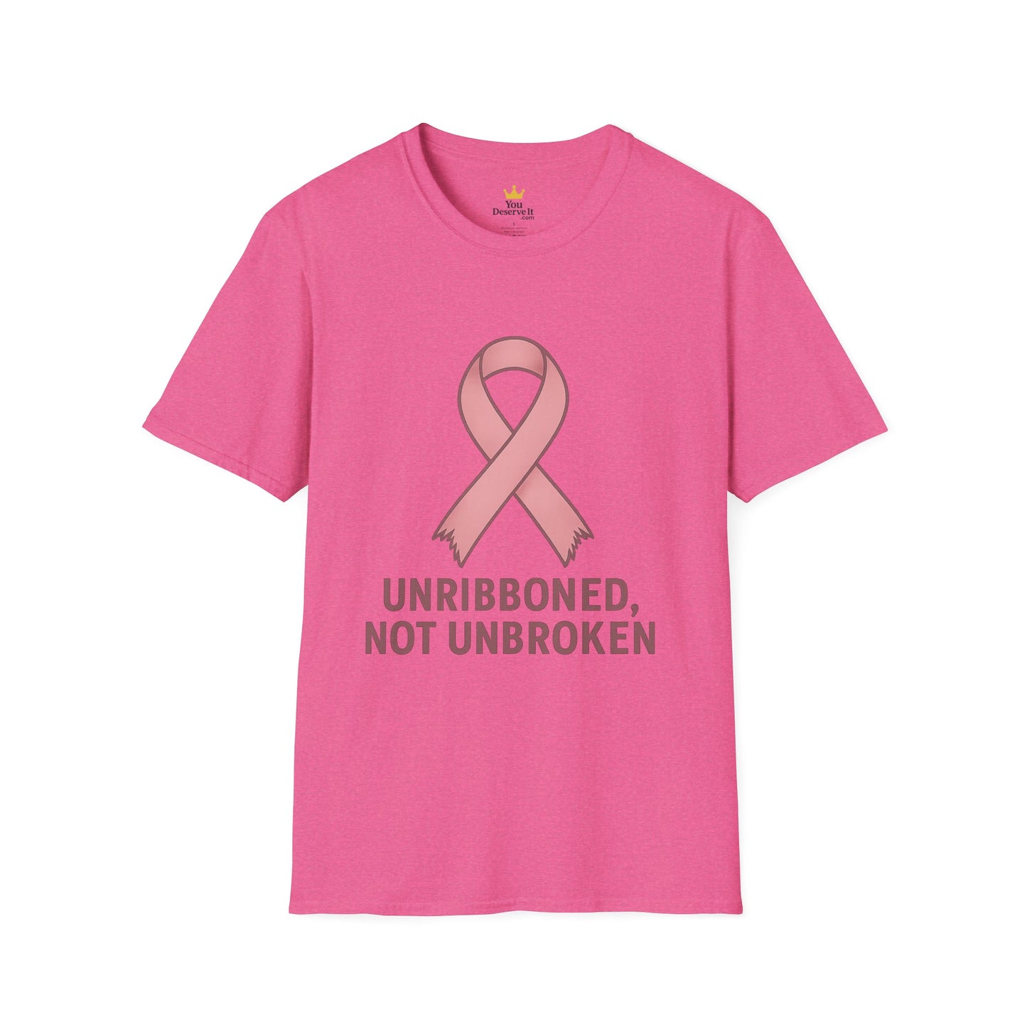 Unribboned Not Unbroken Shirt | Pink Ribbon Cancer Awareness Tee for Survivors & Fighters