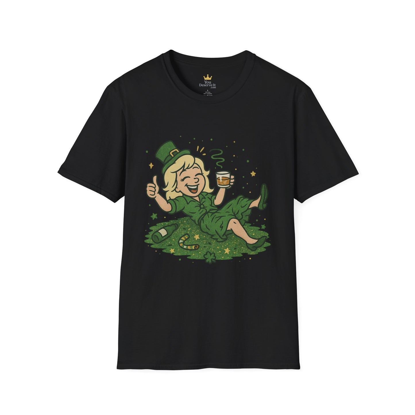 Shamrocked and Unbothered | Funny St. Patrick's Day Tee | Tipsy Leprechaun Lady T-Shirt, Irish Drinking Party Shirt for Women