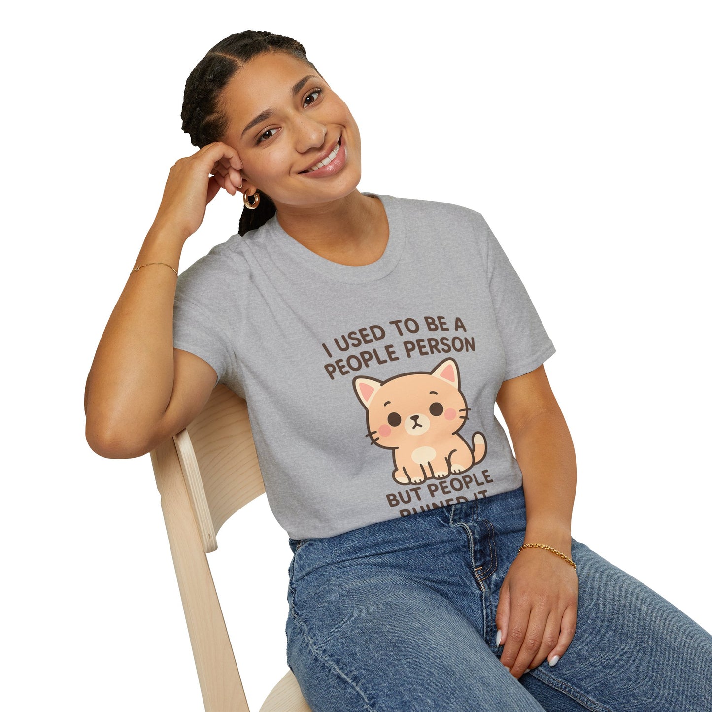 Funny Anti-Social Cat Shirt | I Used to Be a People Person But People Ruined It Tee