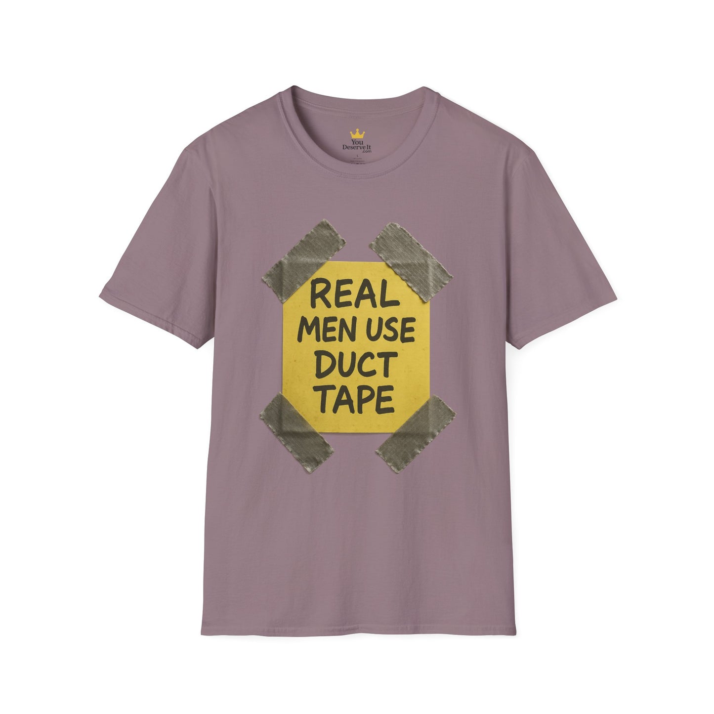 REAL MEN USE DUCT TAPE | Double-Sided '80s Fix-It T-Shirt | Bold DIY Humor Tee, Casual Wear, Handy Man Shirt, Great for Father's Day
