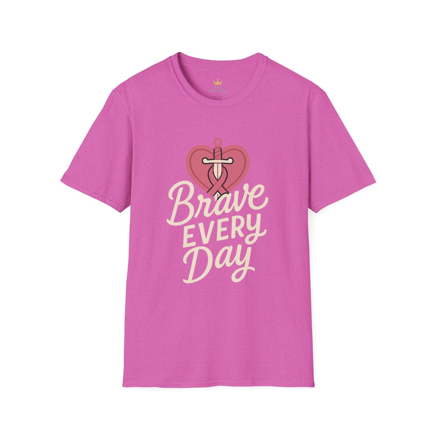 Brave Every Day Shirt | Breast Cancer Awareness Tee with Sword & Ribbon Heart