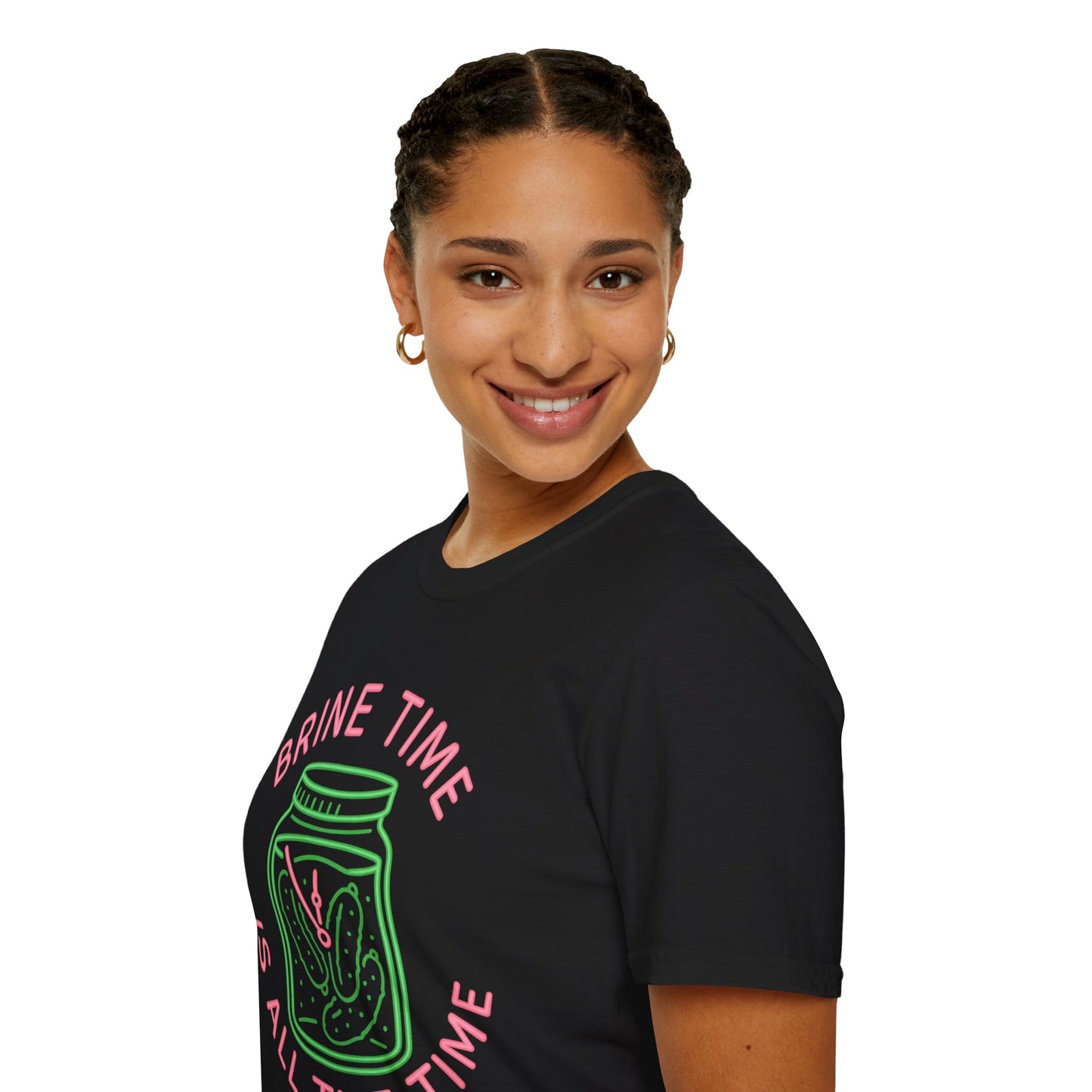 Brine Time Is All the Time – Retro Neon Pickle Jar T-Shirt