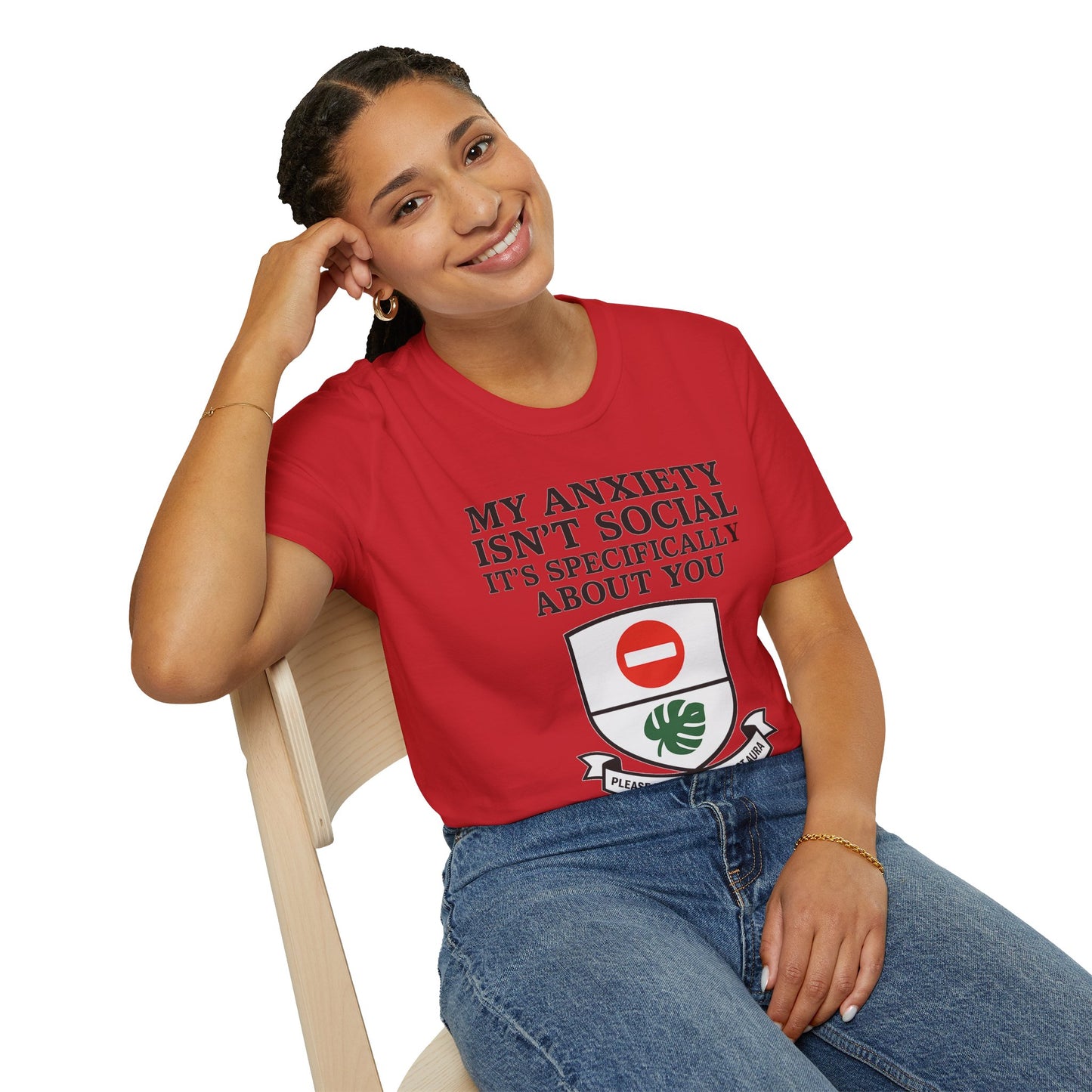 Funny Anxiety T-Shirt – Sarcastic Graphic Tee with Shield Design