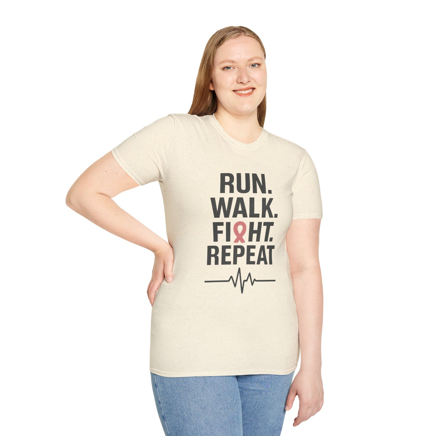 Run. Walk. Fight. Repeat. | Breast Cancer Awareness Tee