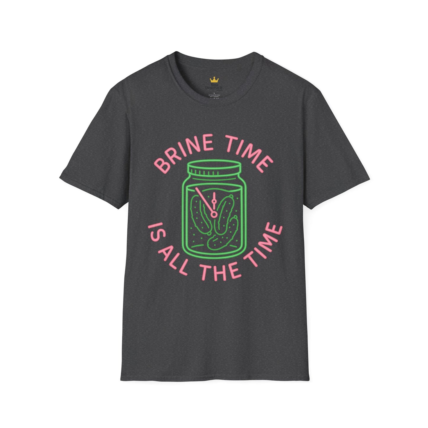Brine Time Is All the Time – Retro Neon Pickle Jar T-Shirt