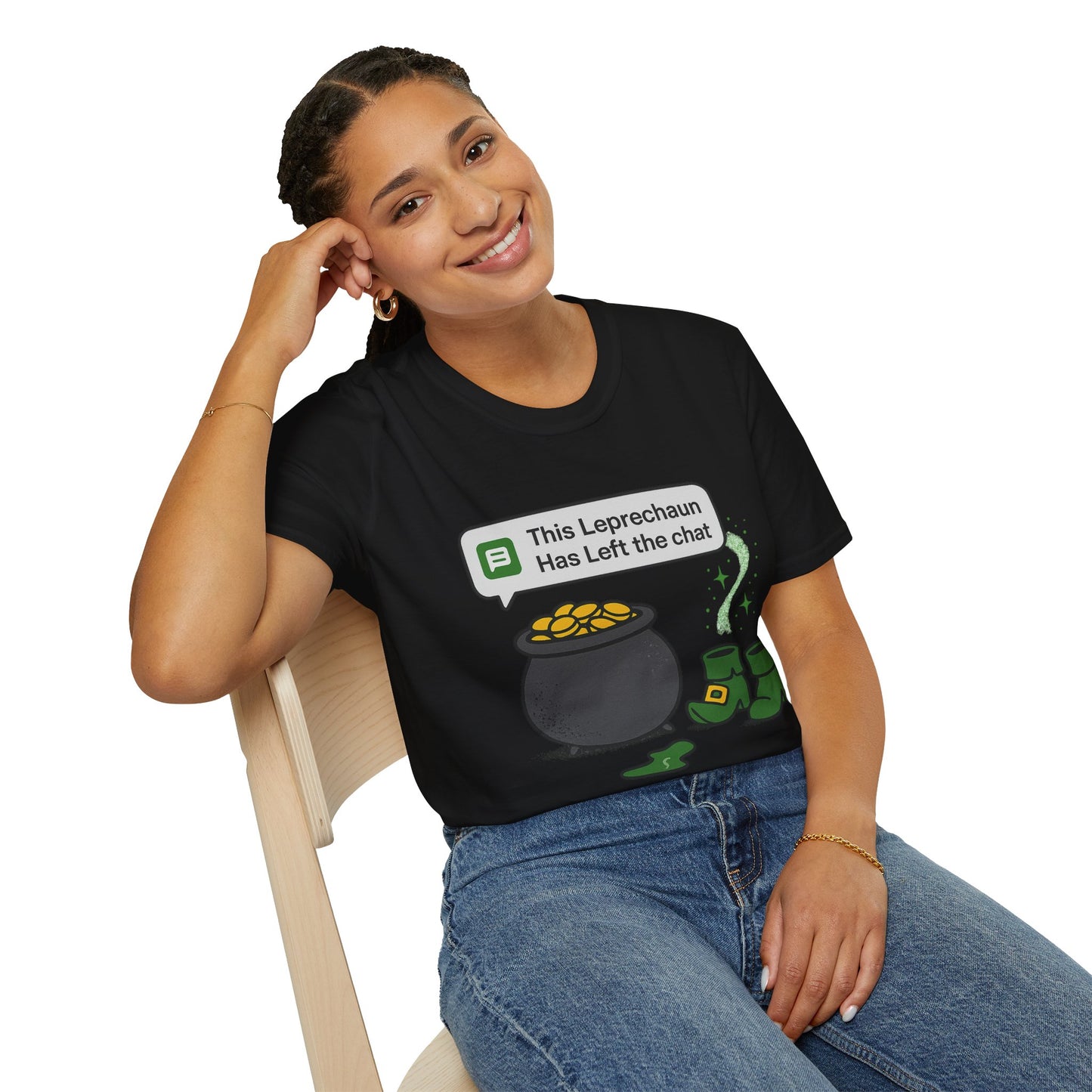 This Leprechaun Has Left the Chat | Funny St. Patrick's Day Tee | Sarcastic Irish Humor T-Shirt, Pot of Gold Joke Shirt