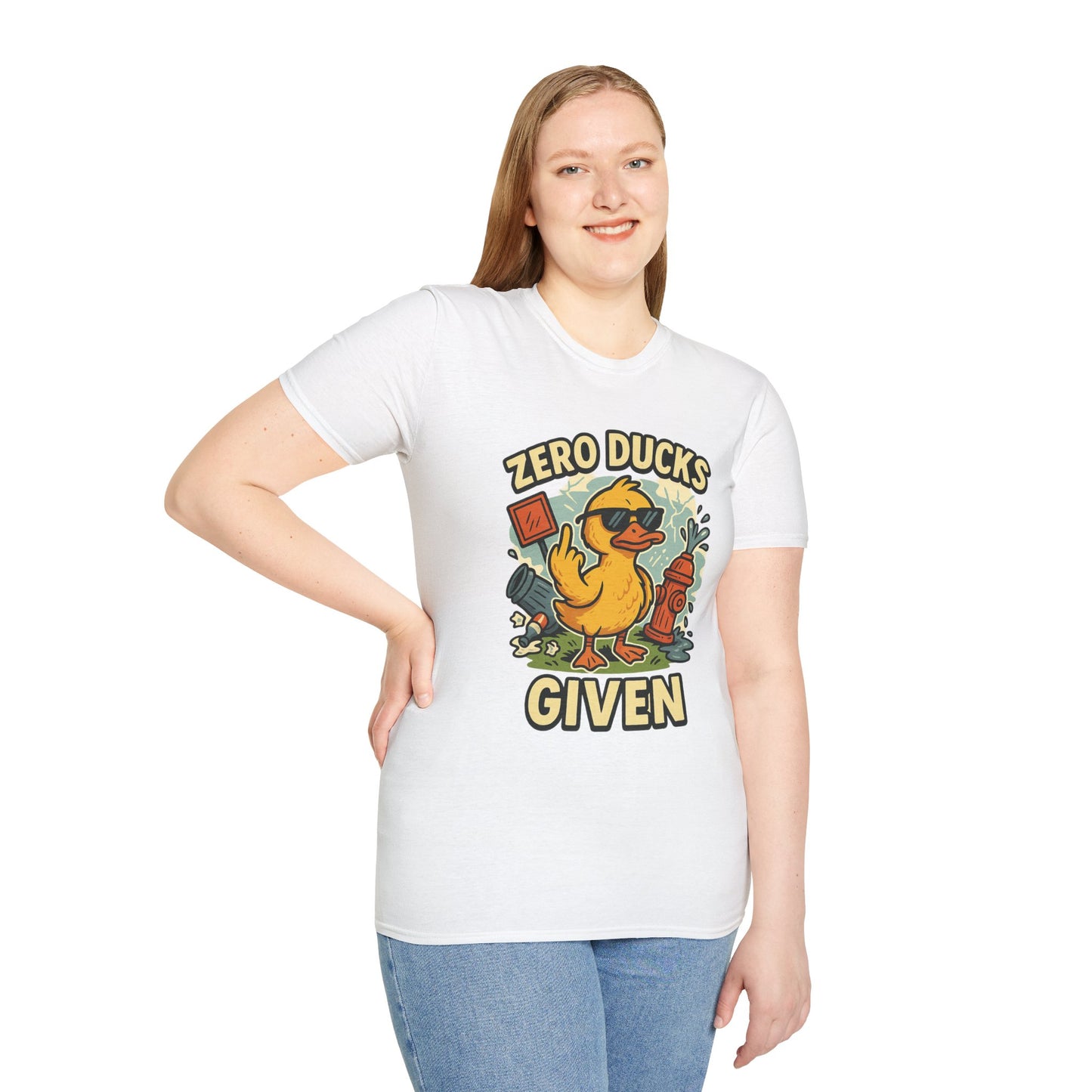 Zero Ducks Given T-Shirt | Funny Sarcastic Duck Flipping Off Graphic Tee
