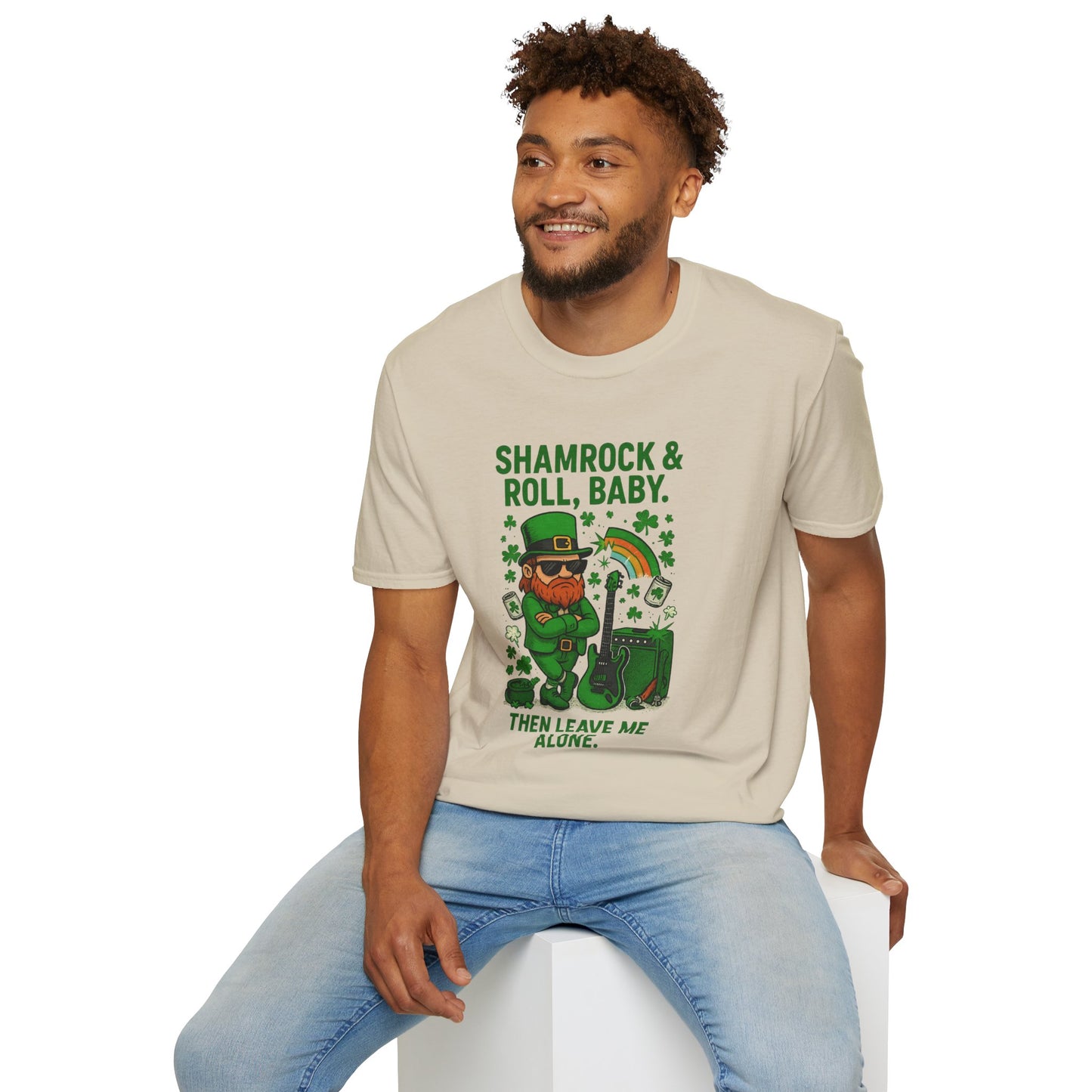 Shamrock & Roll, Baby | St. Patrick's Day T-Shirt | Funny Leprechaun Rock Shirt, Irish Music Humor, Anti-Social St. Paddy's Tee