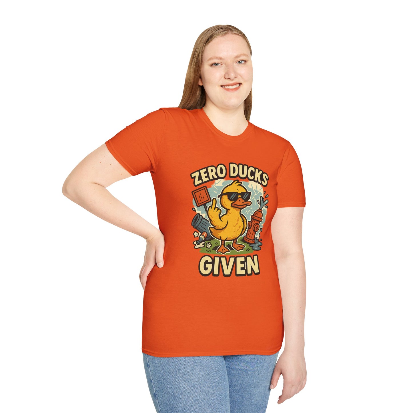 Zero Ducks Given T-Shirt | Funny Sarcastic Duck Flipping Off Graphic Tee