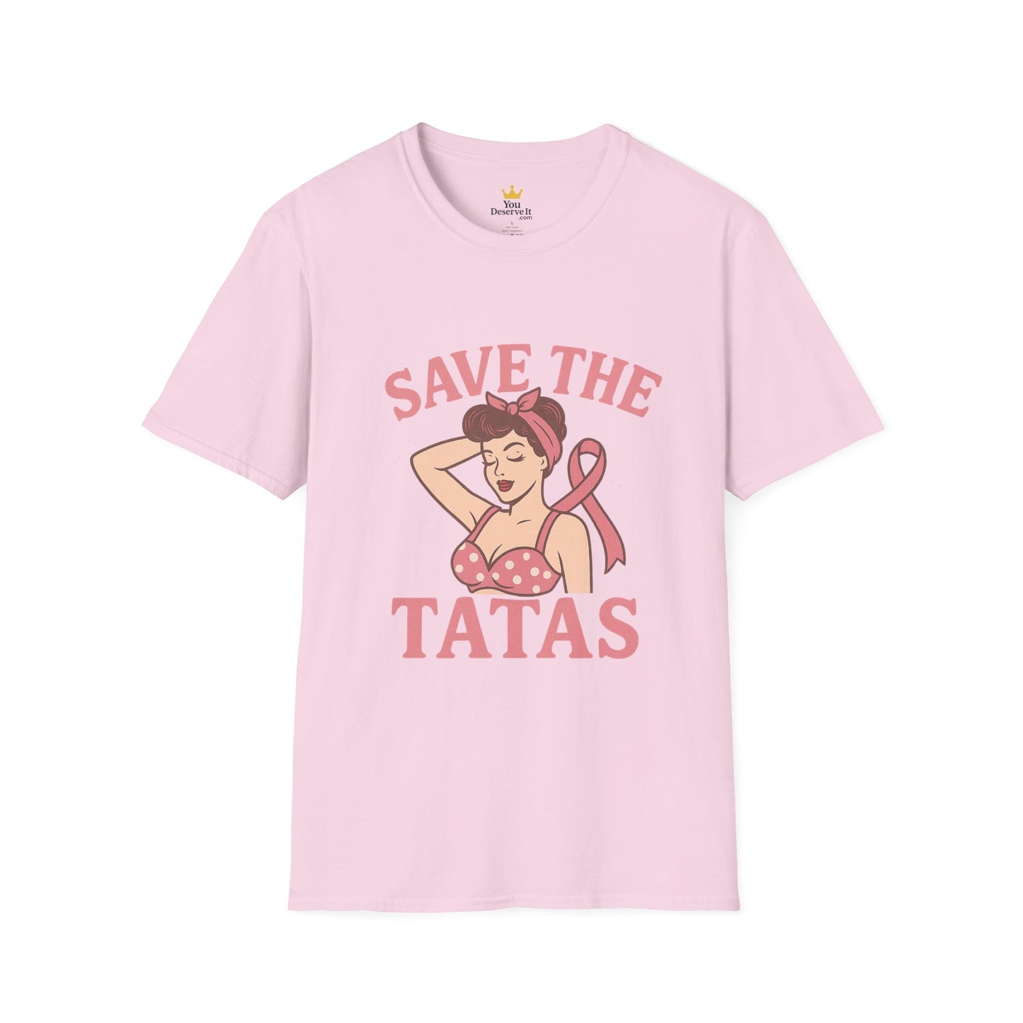 Save the Tatas Shirt | Retro Pin-Up Breast Cancer Awareness Tee with Pink Ribbon
