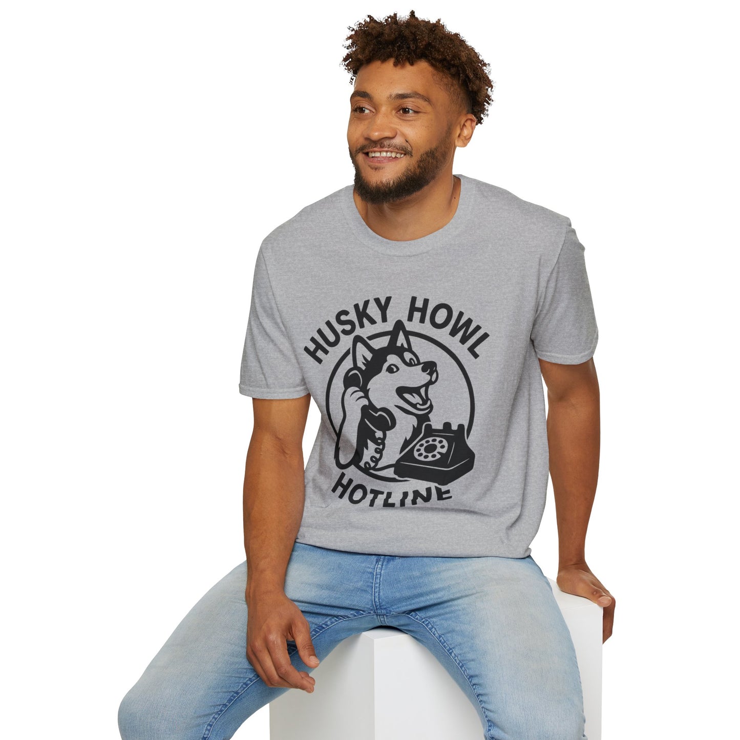 Husky Howl Hotline T-Shirt, Funny Dog Tee, Pet Lover Gift, Animal Rescue Fundraiser Shirt, Casual Wear, Gift for Dog Lovers