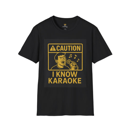 Caution I Know Karaoke T-Shirt | Funny Microphone Warning Tee for Music Lovers