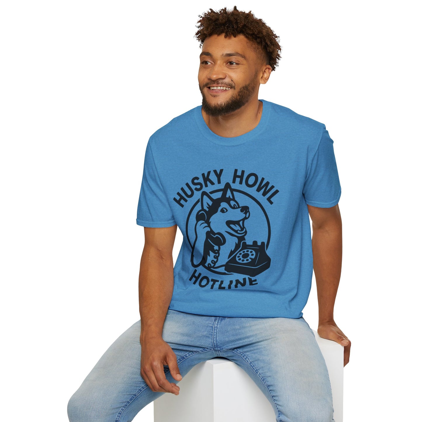 Husky Howl Hotline T-Shirt, Funny Dog Tee, Pet Lover Gift, Animal Rescue Fundraiser Shirt, Casual Wear, Gift for Dog Lovers