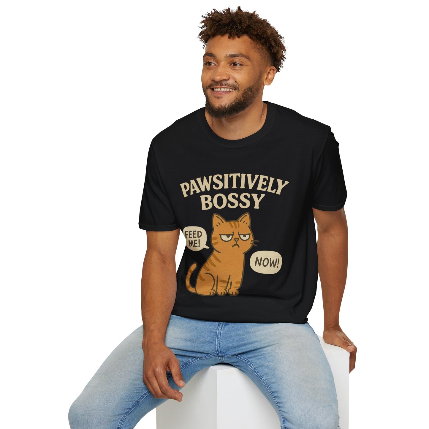 Pawsitively Bossy – Funny Cat Command T-Shirt