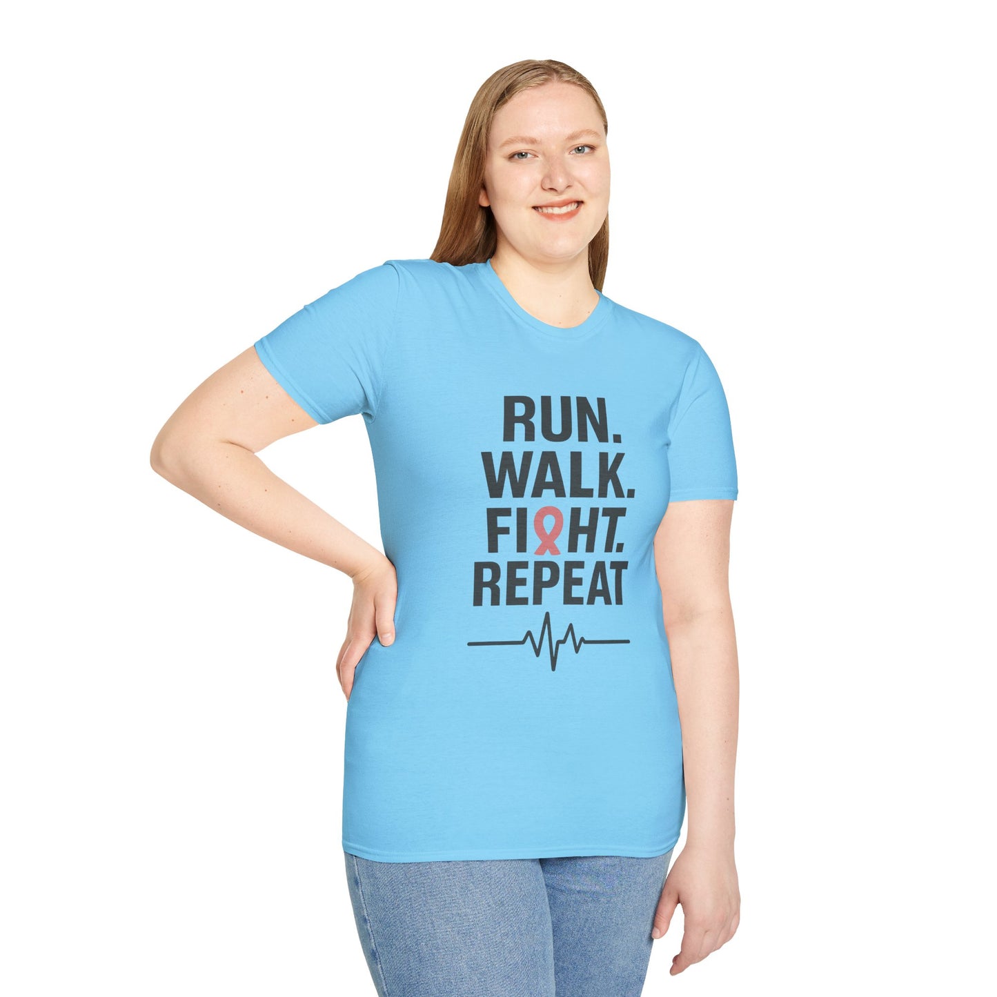 Run. Walk. Fight. Repeat. | Breast Cancer Awareness Tee