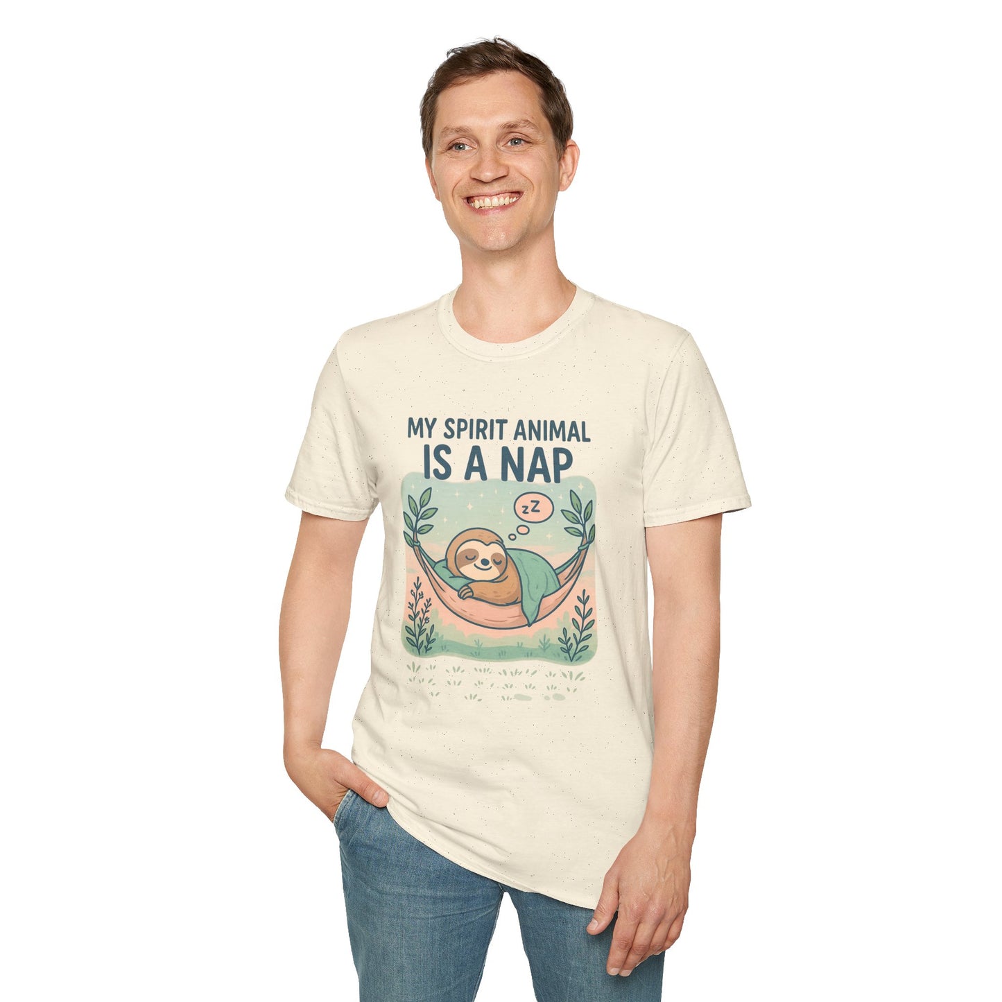 My Spirit Animal Is a Nap T-Shirt | Cute Sleepy Sloth in Hammock Design