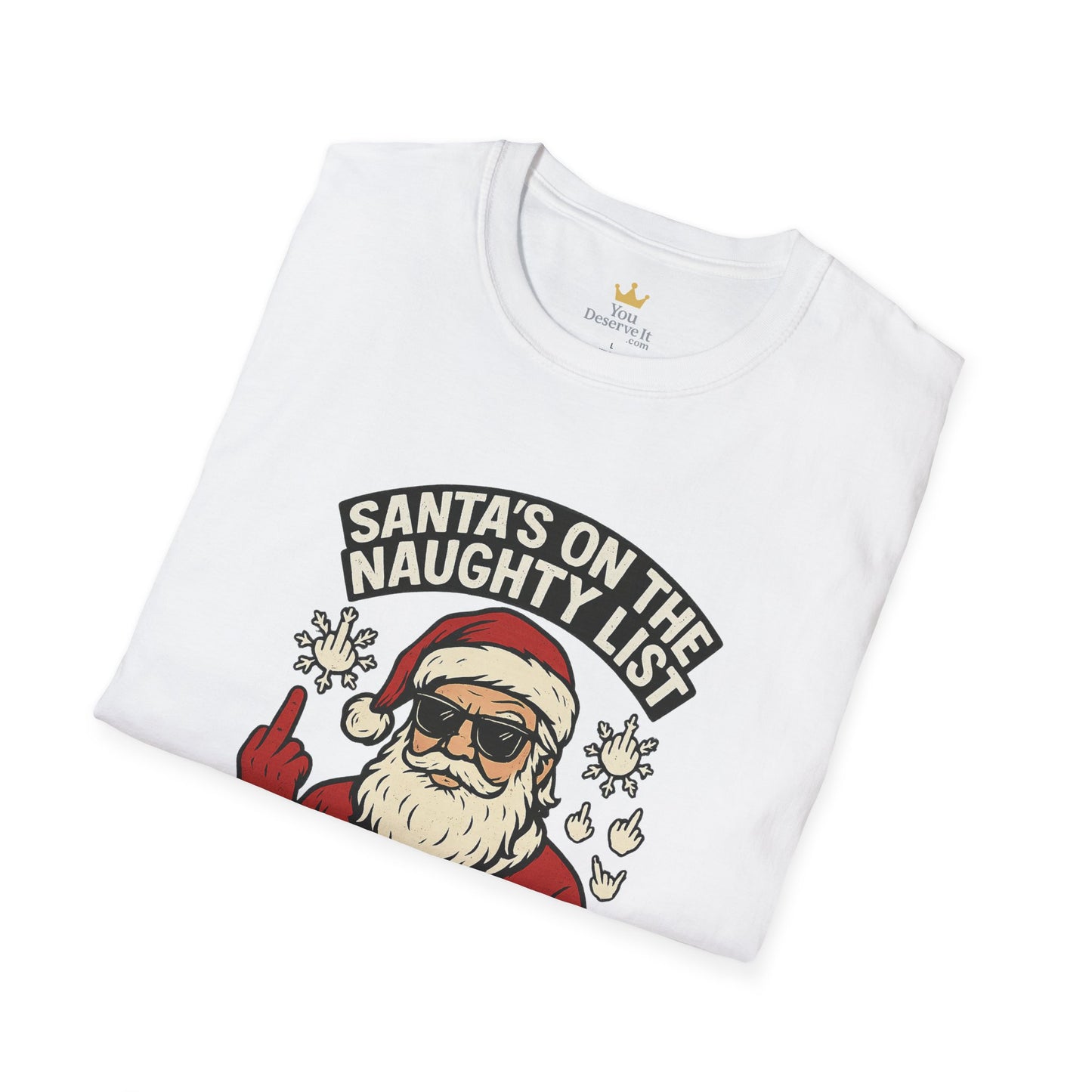 Naughty Santa T-Shirt | Funny Christmas Tee with Attitude and Middle Finger Humor