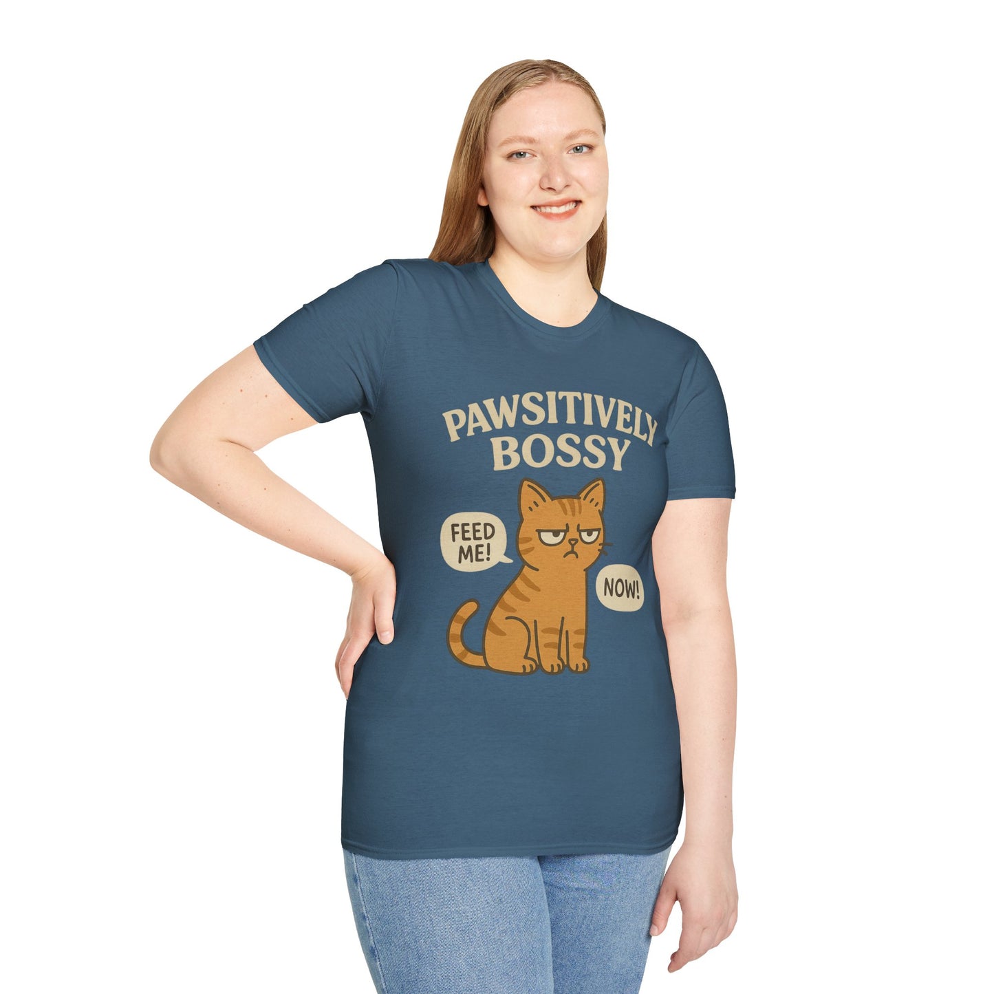 Pawsitively Bossy – Funny Cat Command T-Shirt