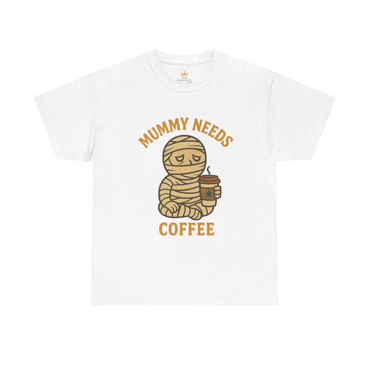 Mummy Needs Coffee Shirt | Funny Halloween Tired Mom Tee with Caffeine Theme
