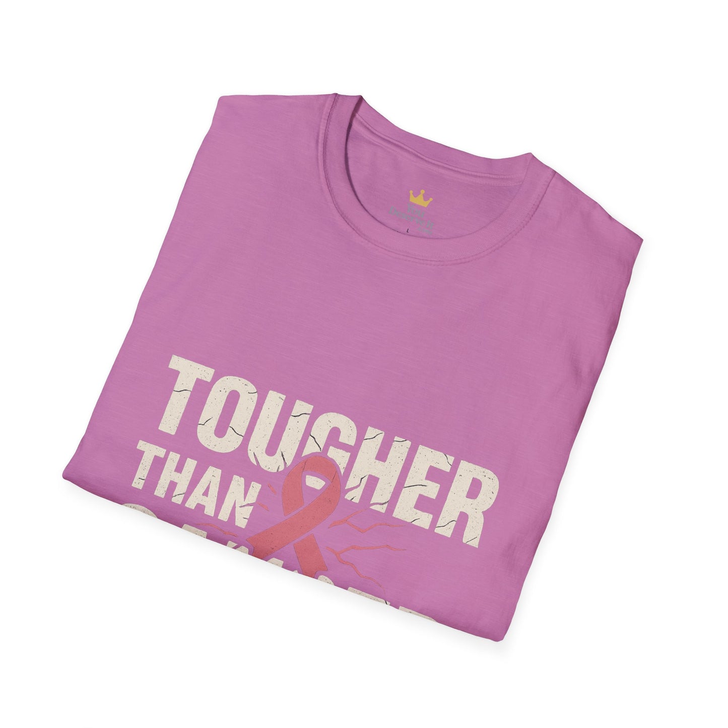 Tougher Than Cancer Shirt | Gritty Breast Cancer Awareness Tee with Cracked Ribbon Graphic