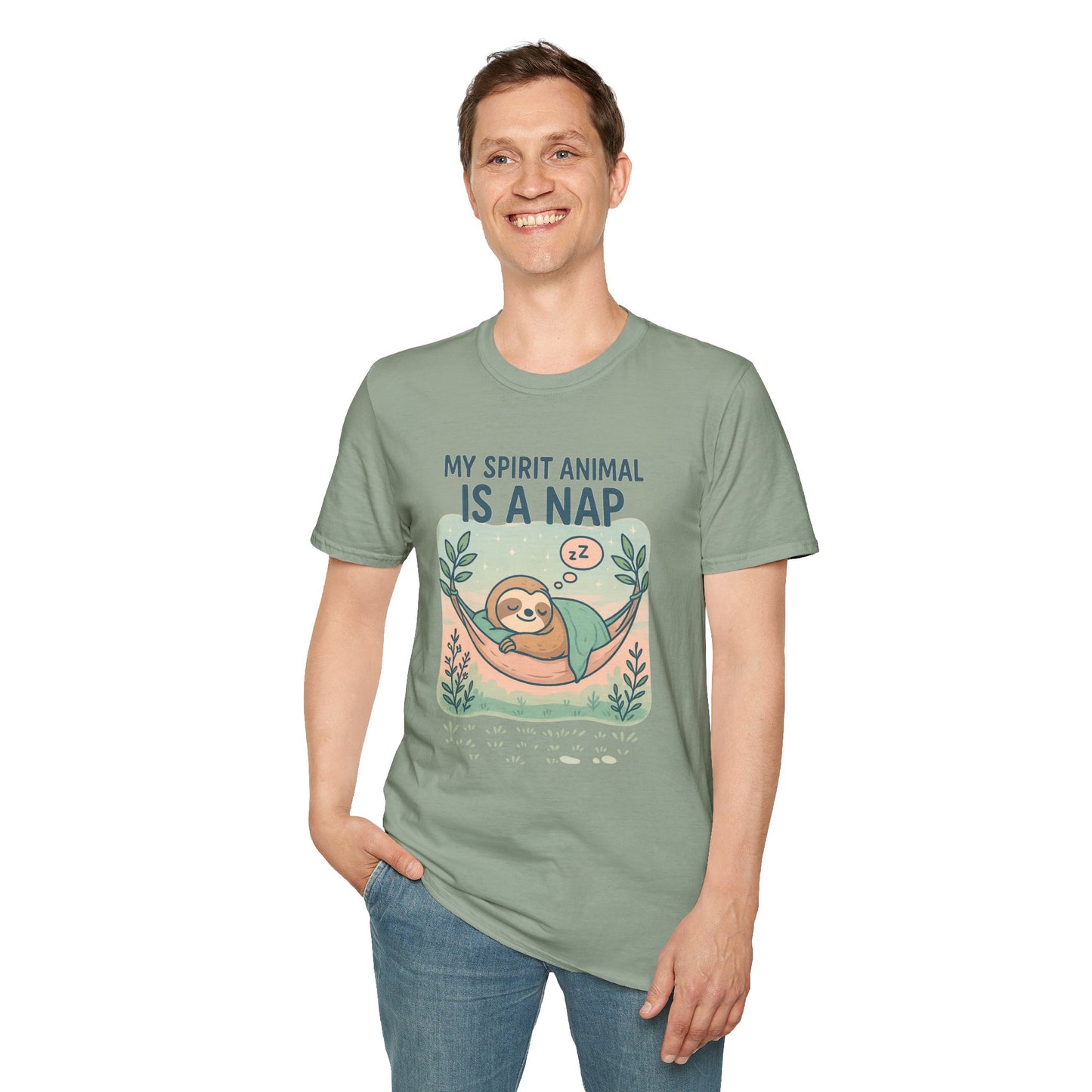 My Spirit Animal Is a Nap T-Shirt | Cute Sleepy Sloth in Hammock Design