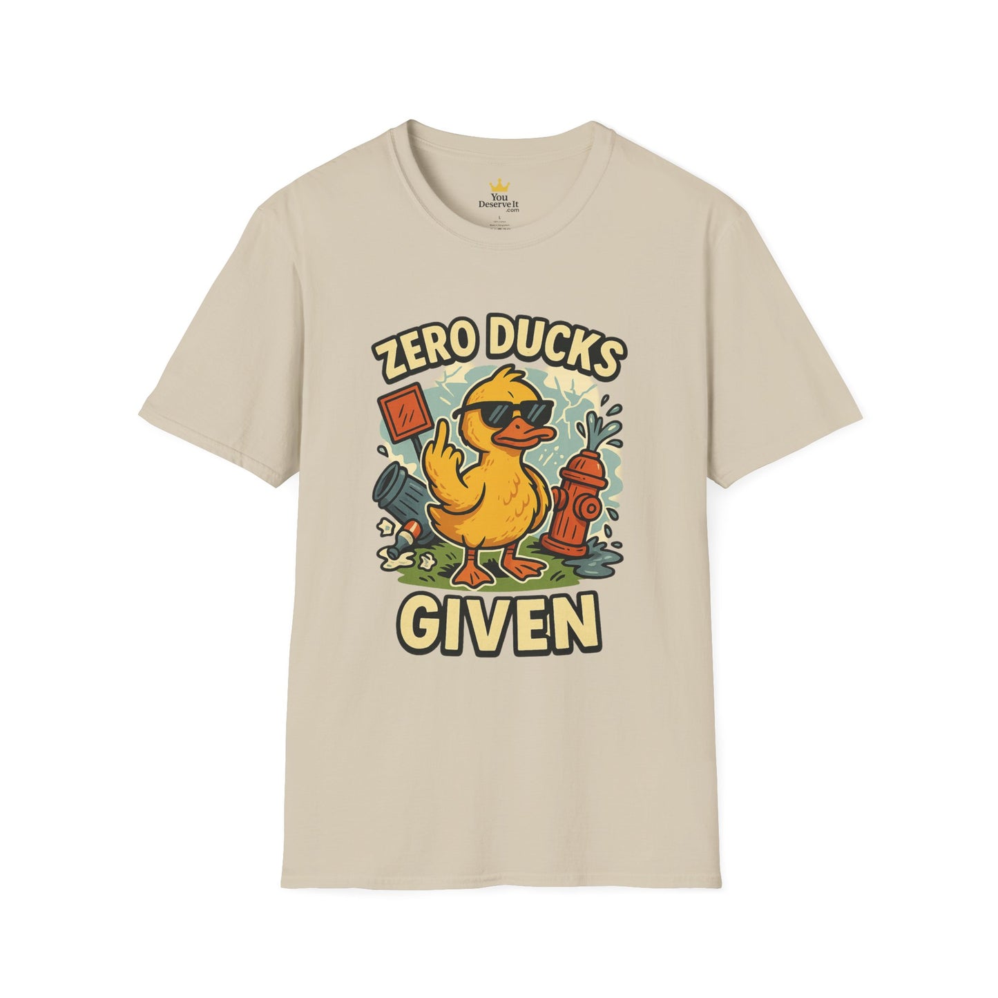 Zero Ducks Given T-Shirt | Funny Sarcastic Duck Flipping Off Graphic Tee