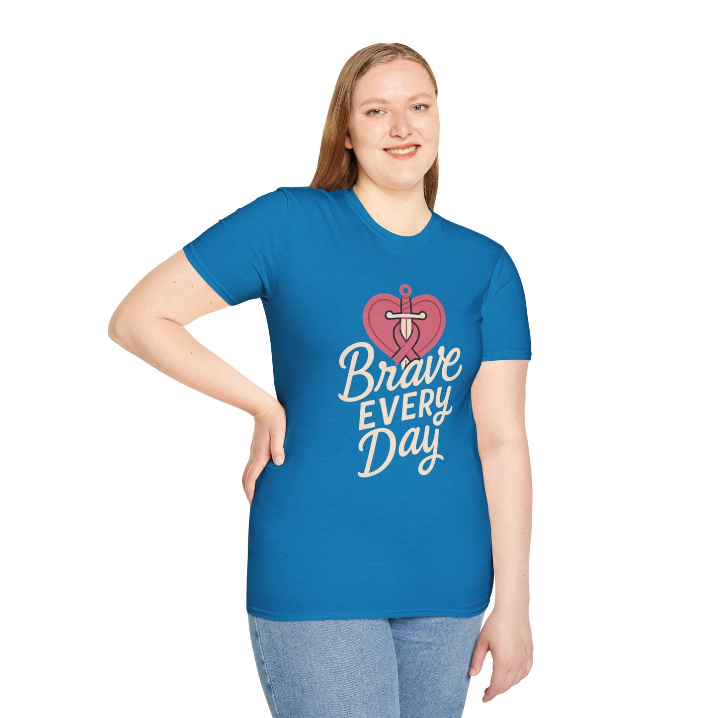 Brave Every Day Shirt | Breast Cancer Awareness Tee with Sword & Ribbon Heart